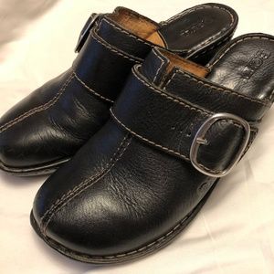 Born Mule Slip On Leather Wedge Clogs